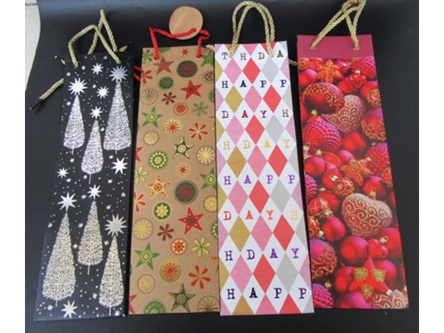 10Pcs HQ Paper Gift Bag Wine Bag 36x10.5x10.5cm Assorted